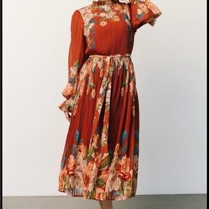 Floral Rust Dress Flying Tomato Size Small